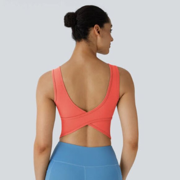 NWT Halara U Neck Backless Crossover Barre Ballet Tank Top - Size L - Picture 3 of 8